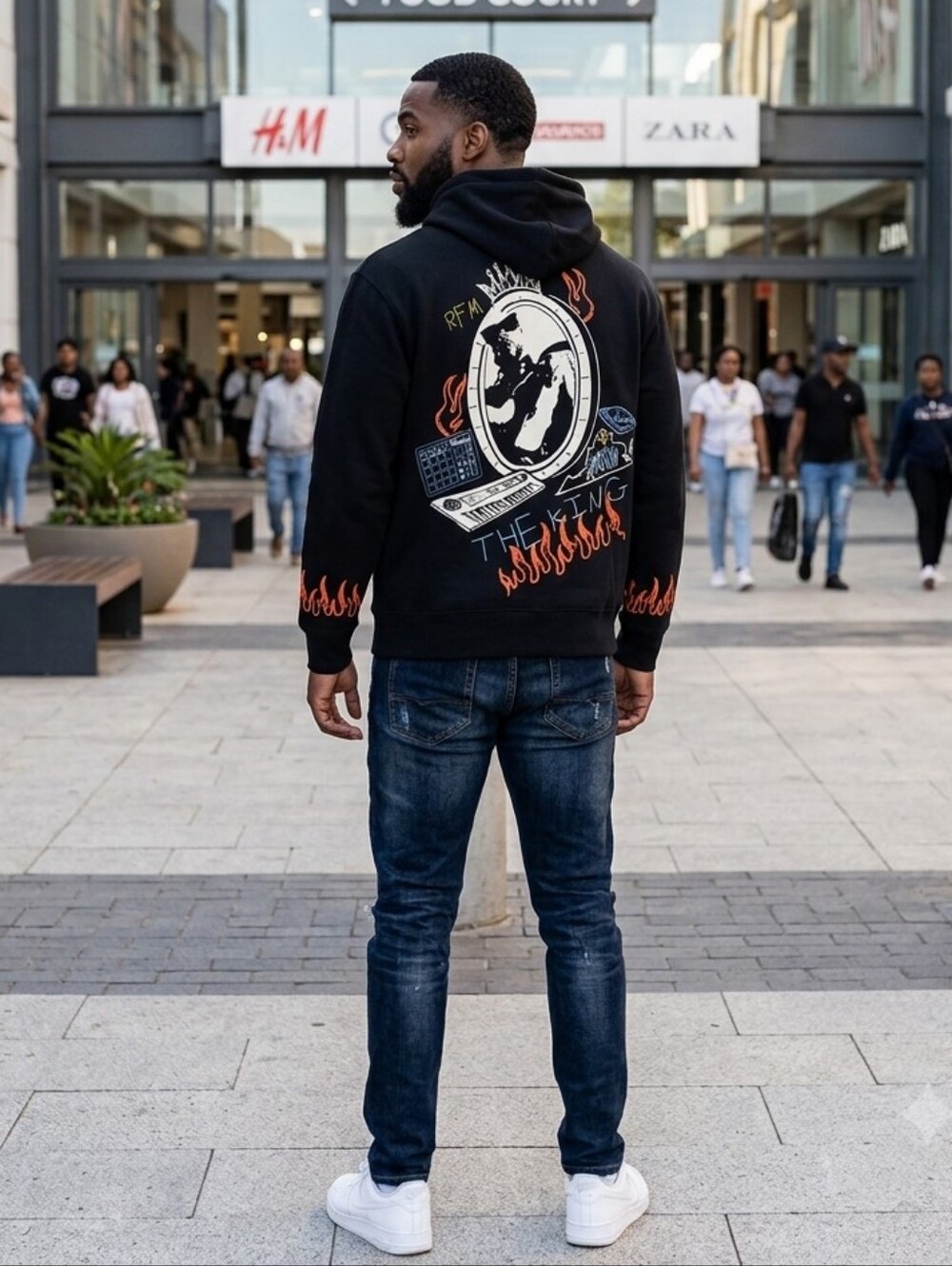 ethika Black Timbaland 100% Cotton Lifestyle Hoodie‎ Flame Accents Size M